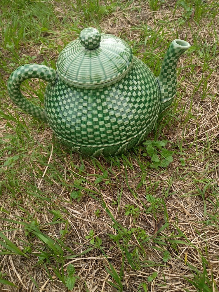 Green Tea Pot Woven Design Made In Portugal No Cups Just Teapot