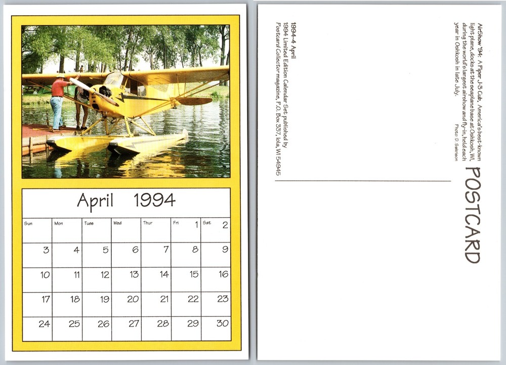 Continental Yellow Floatplane Lake Postcard