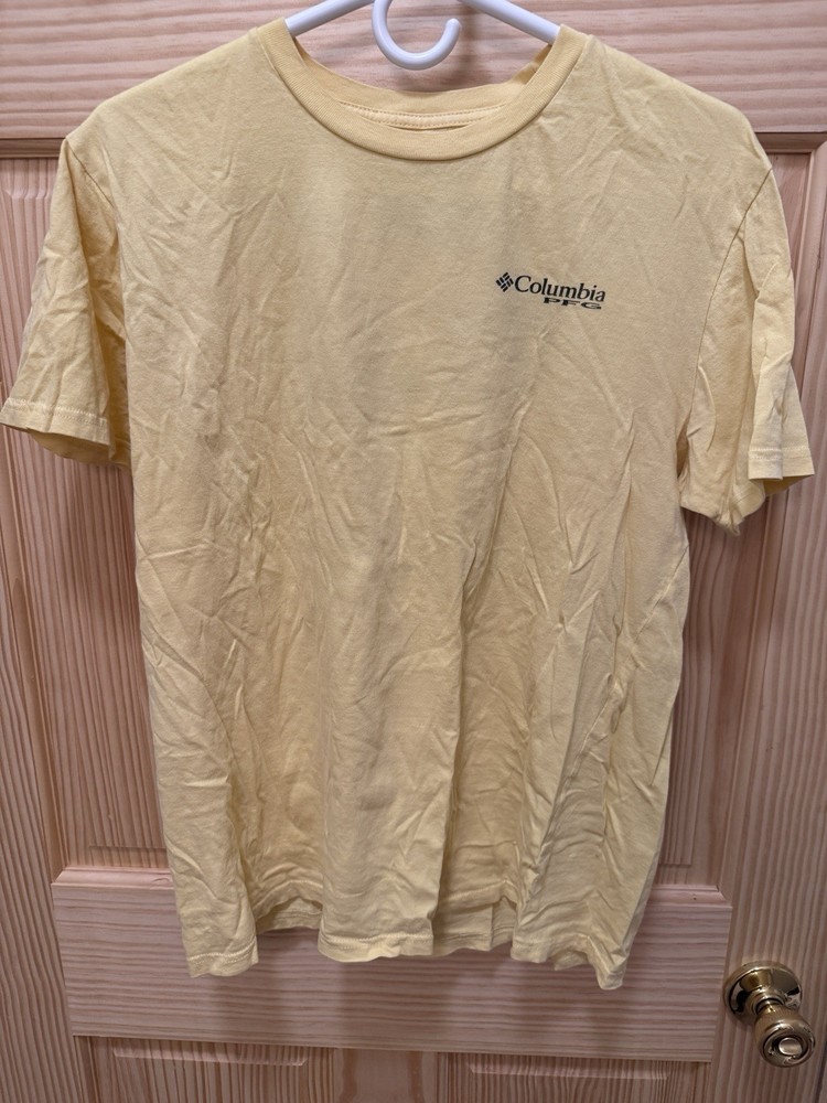 Columbia PFG Performance Fishing Gear Men's Yellow Graphic Cotton T-Shirt L