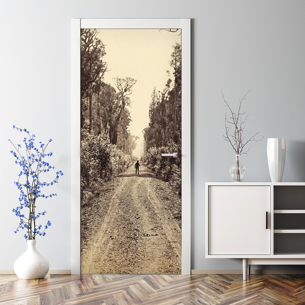 Forest Road Bubble-Free Self-Adhesive Door Decal for Home Decor