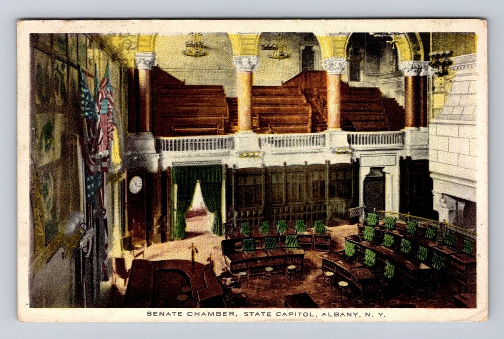 Albany NY-New York, State Capitol Senate Chamber, Antique Vintage Postcard