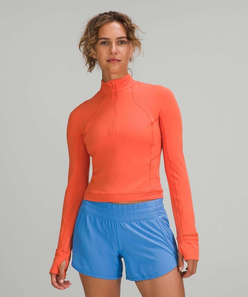 Lululemon Its Rulu Run Cropped Half-Zip Warm Coral Size 8