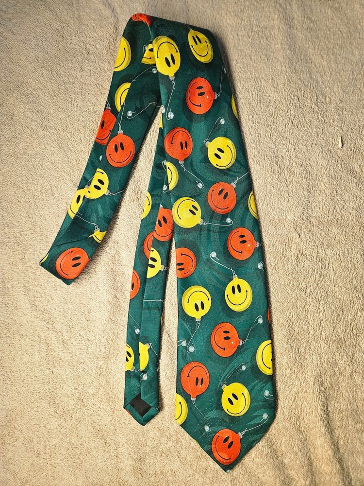 Smiley Face Necktie Christmas Ornaments Emoji Tie Novelty by Honors