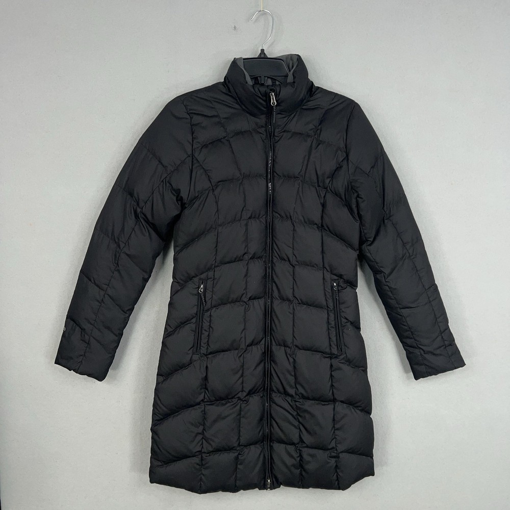 Eddie Bauer Jacket Womens XS Black Long Quilted Down Puffer EB650 Winter Coat