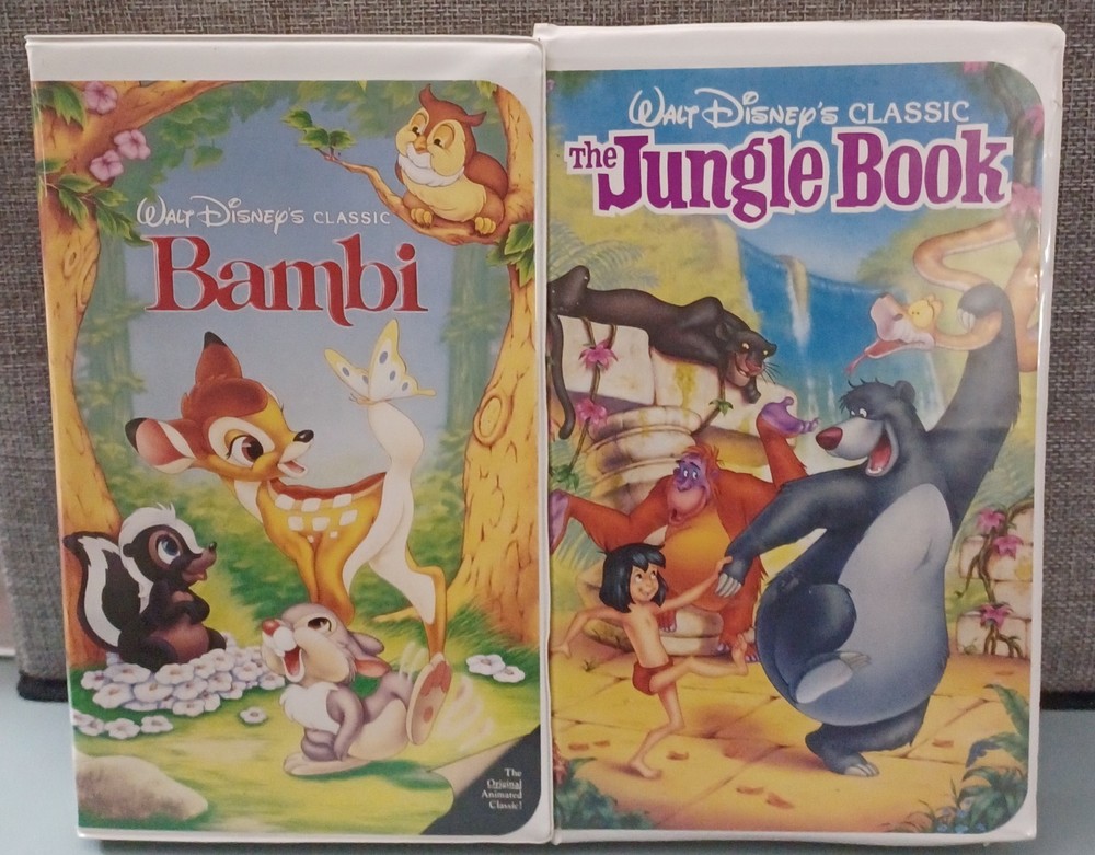 Lot Of 2 Disney Black Diamond VHS: Bambi And The Jungle Book