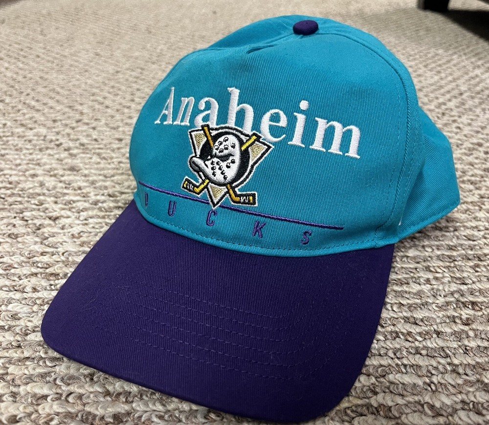 ANAHEIM MIGHTY DUCKS SnapBack Cap Hat 47 Vintage Retro Logo Hockey Teal EUC