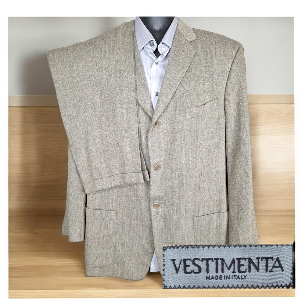 Men's 2-Piece Tan Italy Suit 44L 38X30 3-Button Single Vented