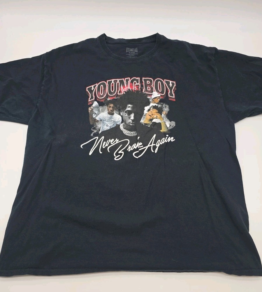 Young Boy Never Broke Again Black T-Shirt Rap Tee Size XL Hip Hop .#45768