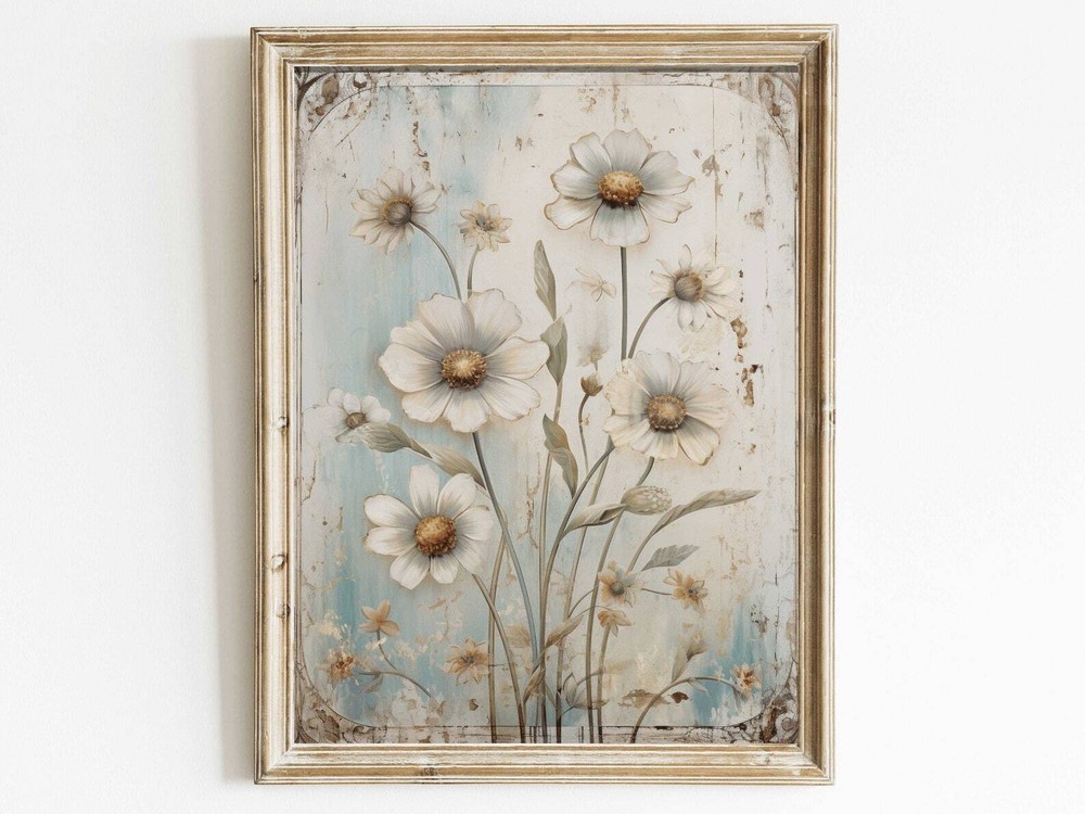 Wildflower Print Vintage Botanical Wall Art Flower Bouquet Rustic Floral