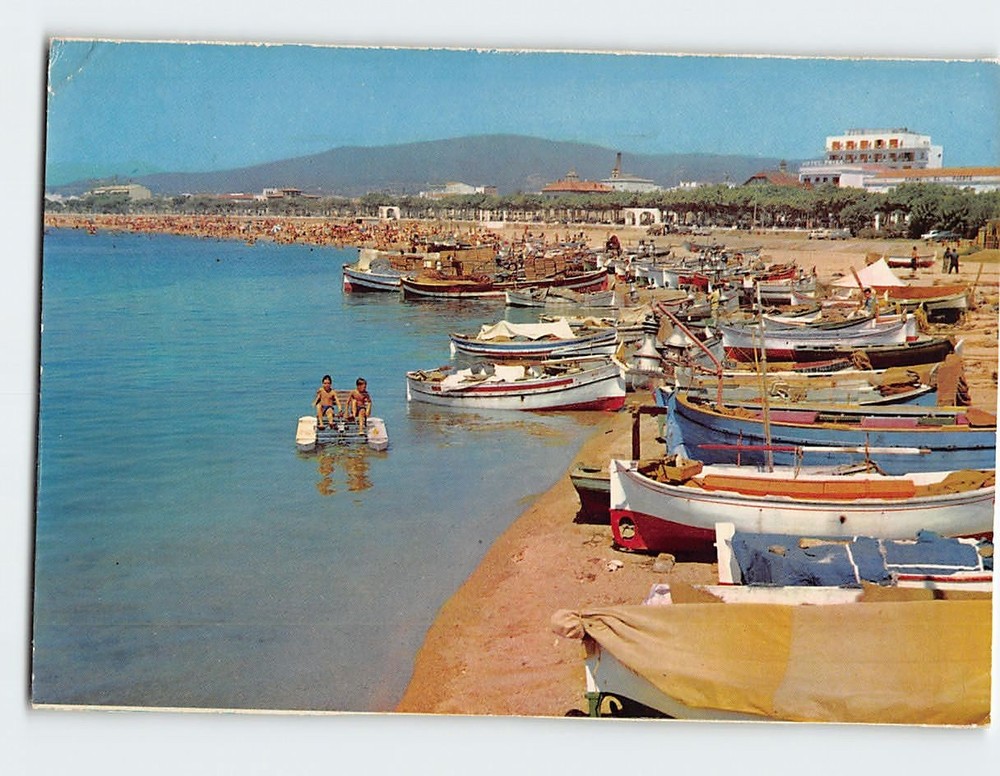 Postcard Fishers beach Costa Brava Palamós Spain