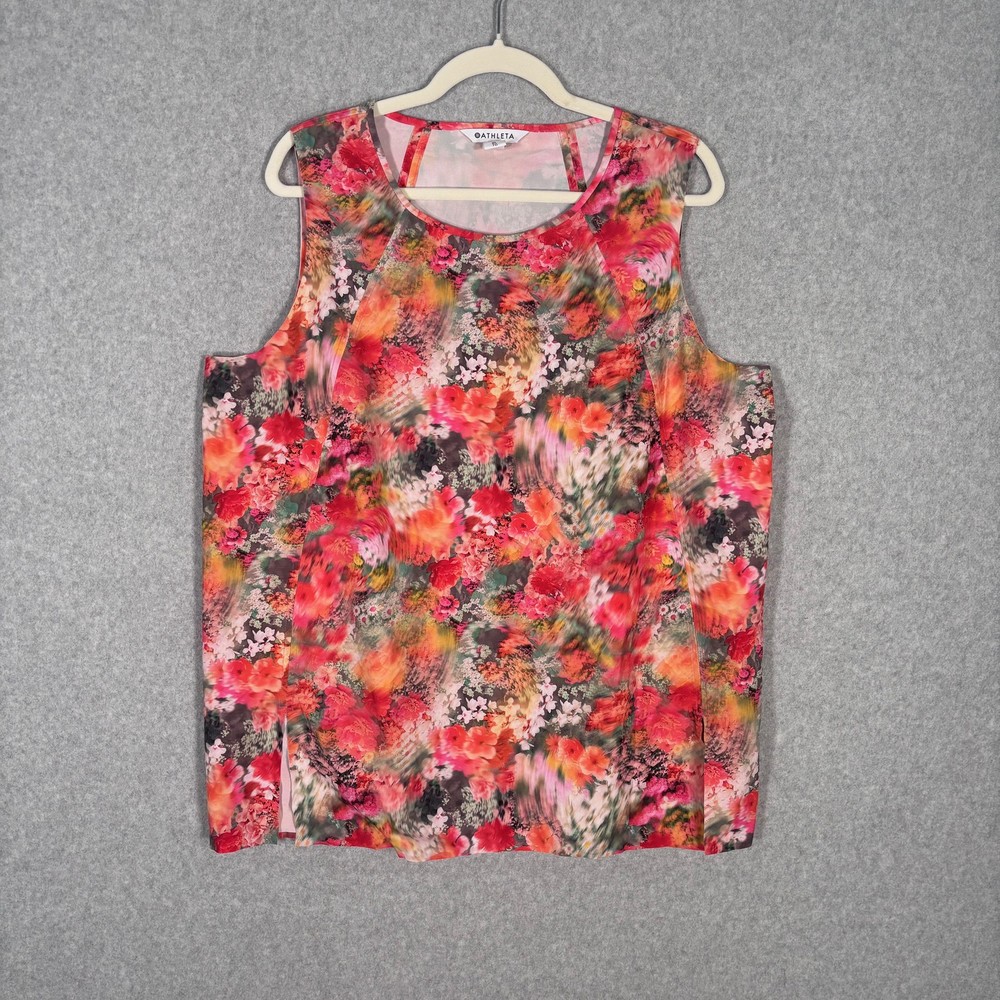 Athleta Refined Zephyr Tank Top XL Renewed Spring Bloom Tunic Abstract Blur Thin