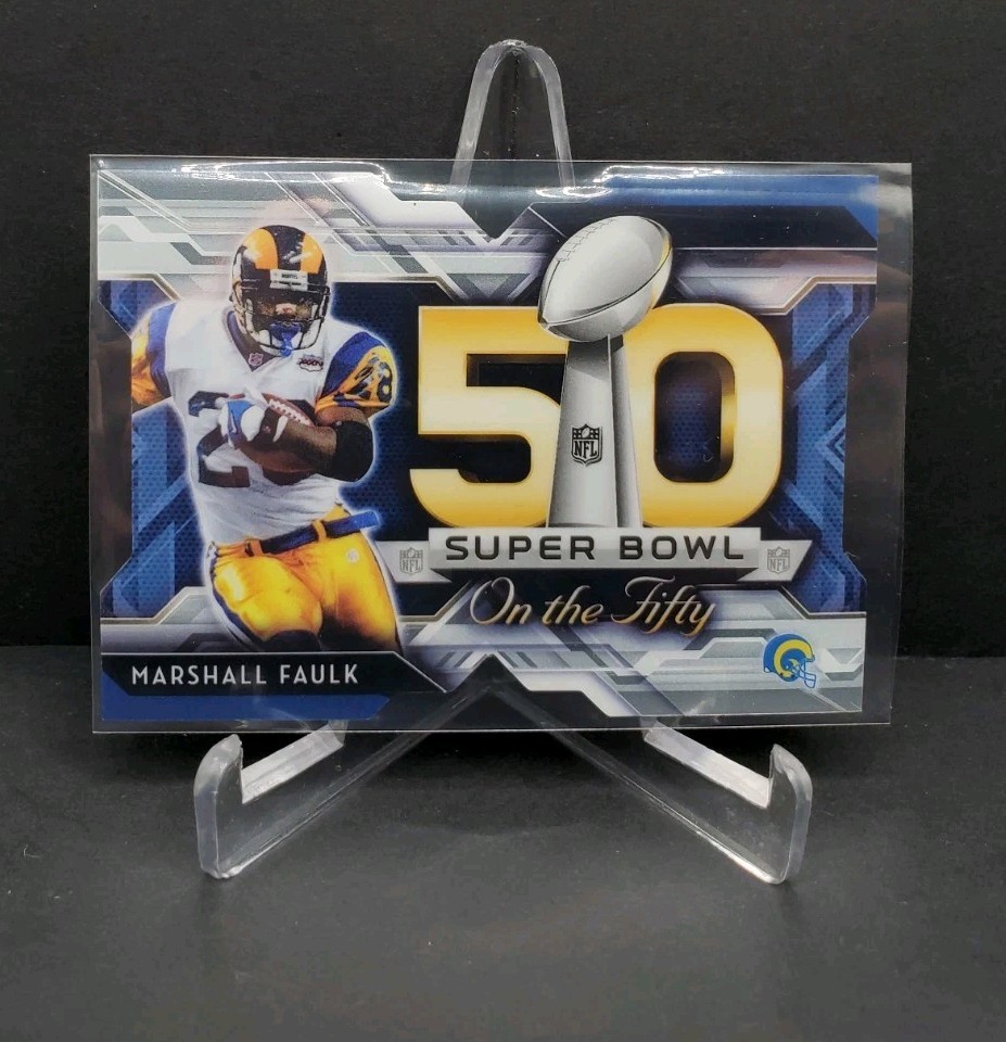 2015 Topps Chrome Super Bowl 50 Die Cut Marshall Faulk St. Louis Rams #SBDC-MF