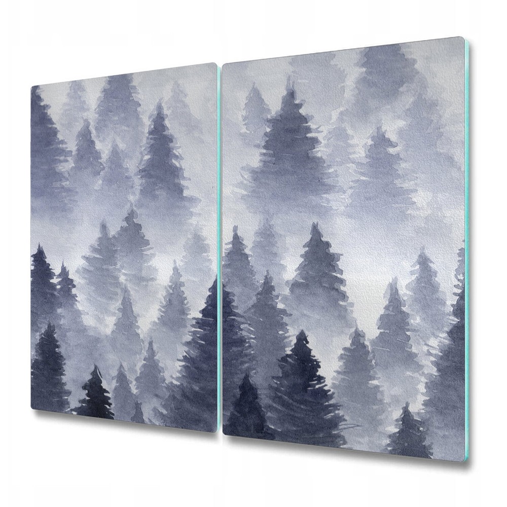 Glass Cutting Board Worktop Saver Landscape of Forest Hand Drawn Nature 2x30x52