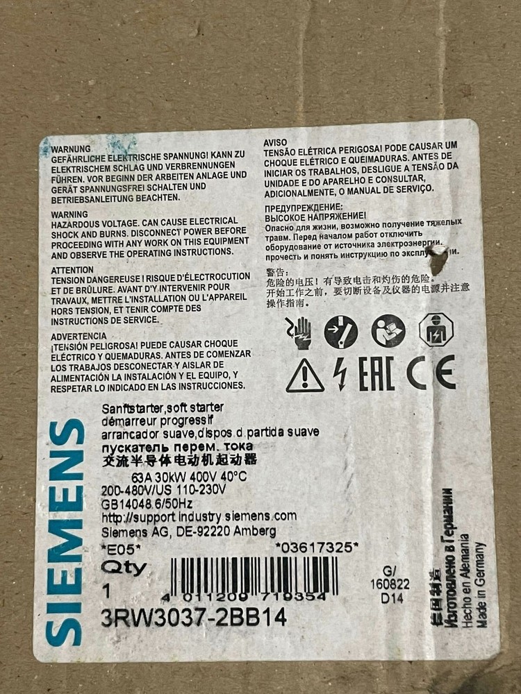 1PCS NEW 3RW3037-2BB14 Via DHL or Fedex #F8