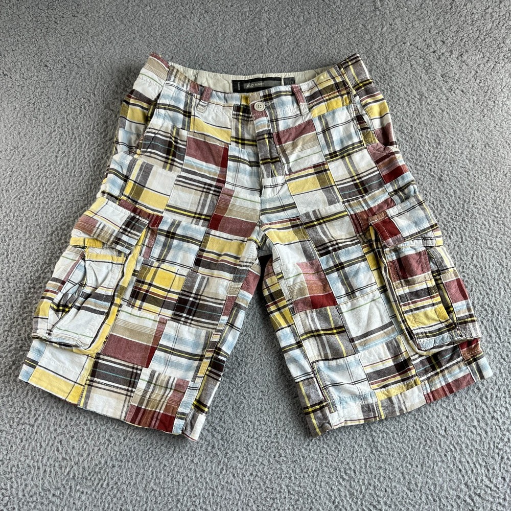 NEW Vintage Old Navy Shorts Mens 29 Multicolor Cargo Patchwork Madras Plaid Y2K