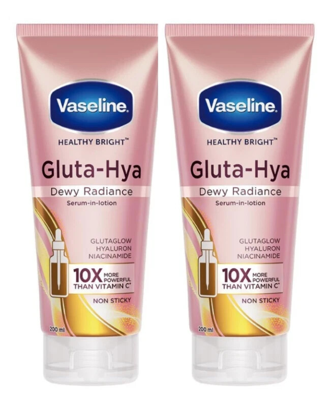 Vaseline Gluta-Hya Dewy Radiance Lotion for Face & Body 200ml x 2 Pack