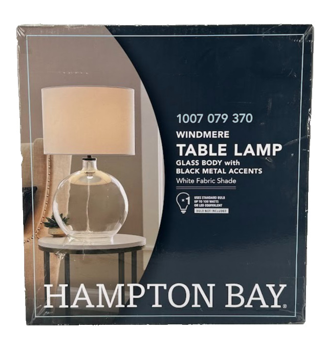 Hampton Bay Windmere 21.5 in Clear Glass Table Lamp