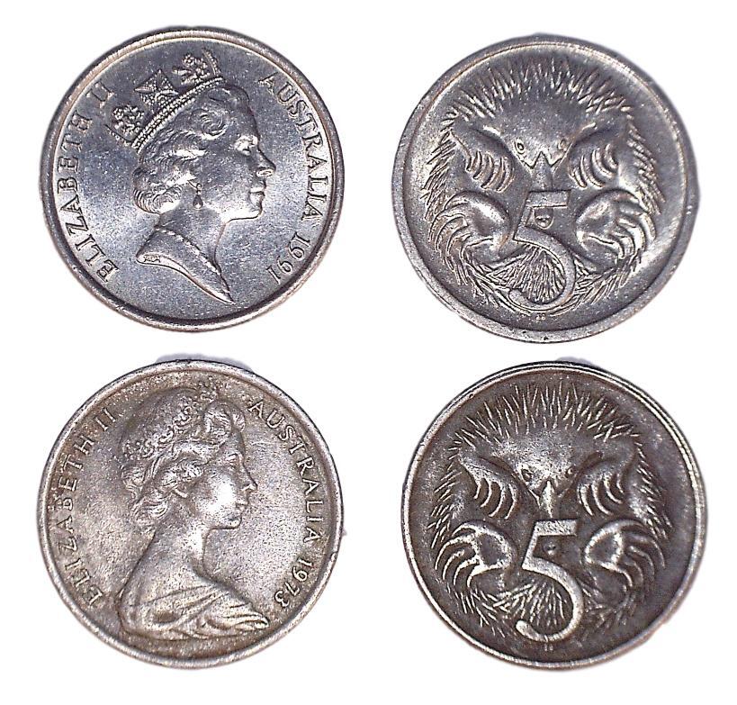 Collection of 30 Australia KM80-64 (VF-AU) 5 Cents Variety Coins 🇦🇺