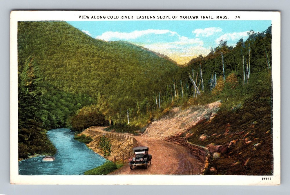 C River Eastern Slope of Mohawk Trail Massachusetts Vintage Postcard