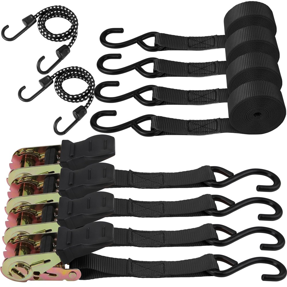 Ratchet Straps, 2,200 LB Break Strength, 4-Pack 15FT Ratchet Tie Down Straps ...