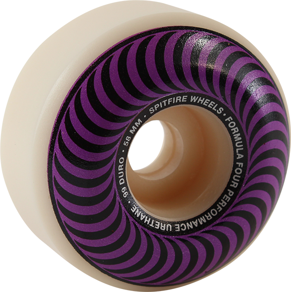 Spitfire F4 99a Classic Swirl 58mm White W/Purple Skateboard Wheels (Set of 4)