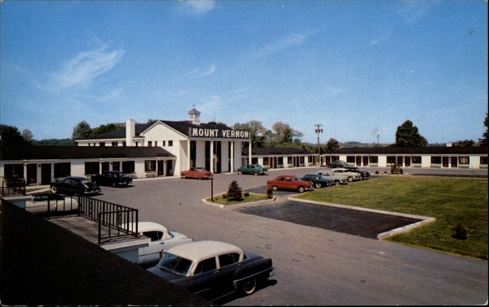 Mount Vernon Motel ~ Albany New York NY ~ 1950s cars ~ unused vintage postcard