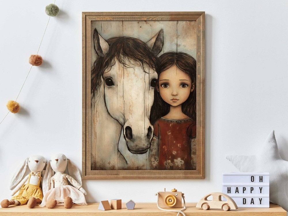 Cute Horse Decor For Girls Room Vintage Horse Painting Girly Nursery Room Or