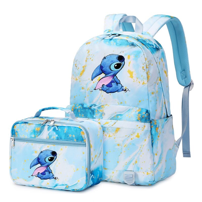 2pcs Lilo Stitch Pocket Backpack with Lunch Bag Rucksack School BagX'mas gift
