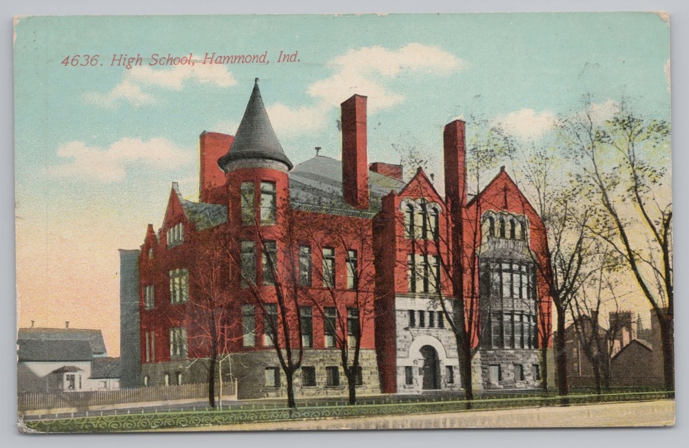 State View~High School Building @ Hammond Indiana~Vintage Postcard