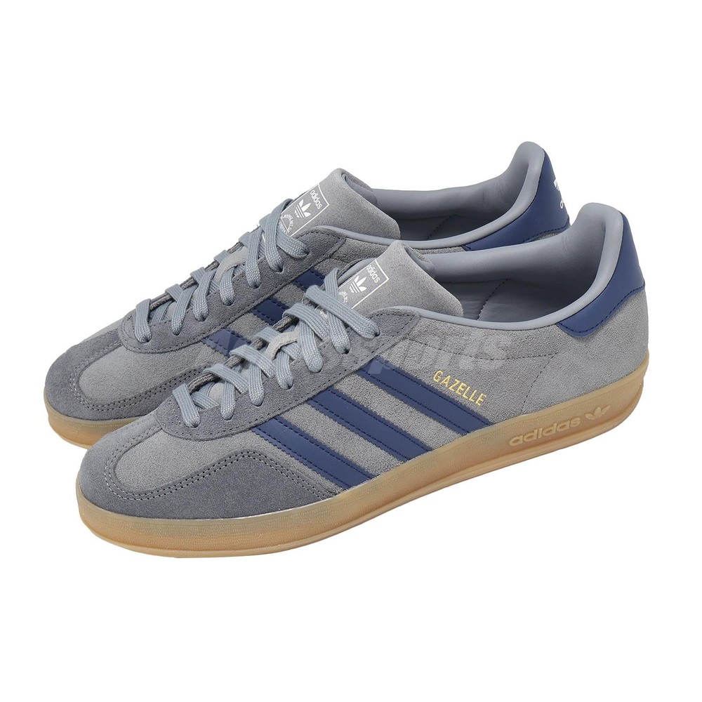 adidas Originals Gazelle Indoor Grey Night Indigo Gum Men Casual Shoes JQ8397