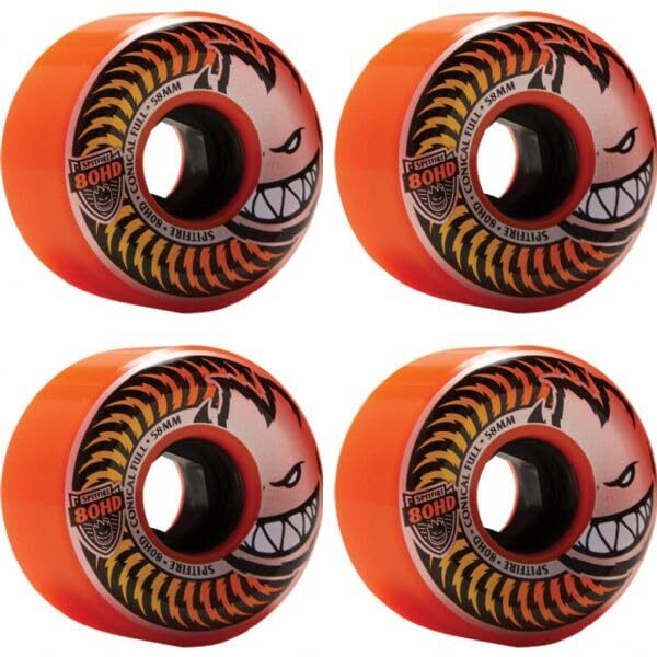 Spitfire Wheels 80HD Fade Conical Full Orange Skate Wheels 58mm 80a (Set of 4)