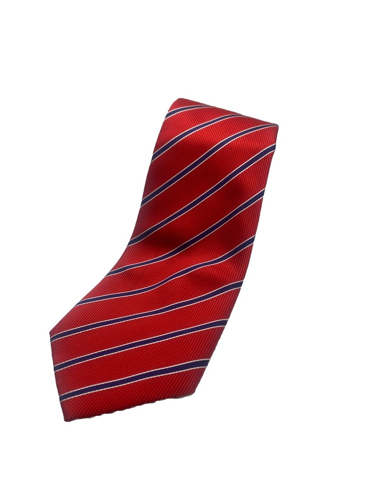 CHARLES TYRWHITT Mens Red and Blue Striped Jermyn Street 100% Silk Tie