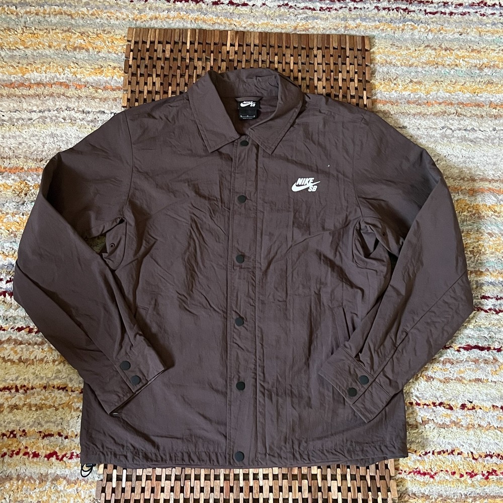 Nike SB Graphic Print Coach's Jacket Brown White Button Down Men's Medium M
