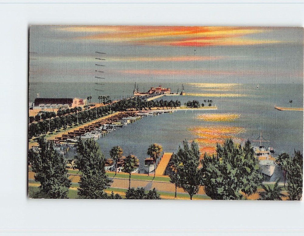 Postcard Sunrise Over Tampa Bay And Recreation Pier, St. Petersburg, Florida