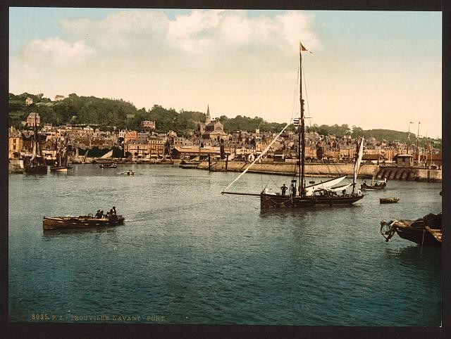 Photo:Trouville France Outer Port Harbor Sailboats 1890s Photochrom
