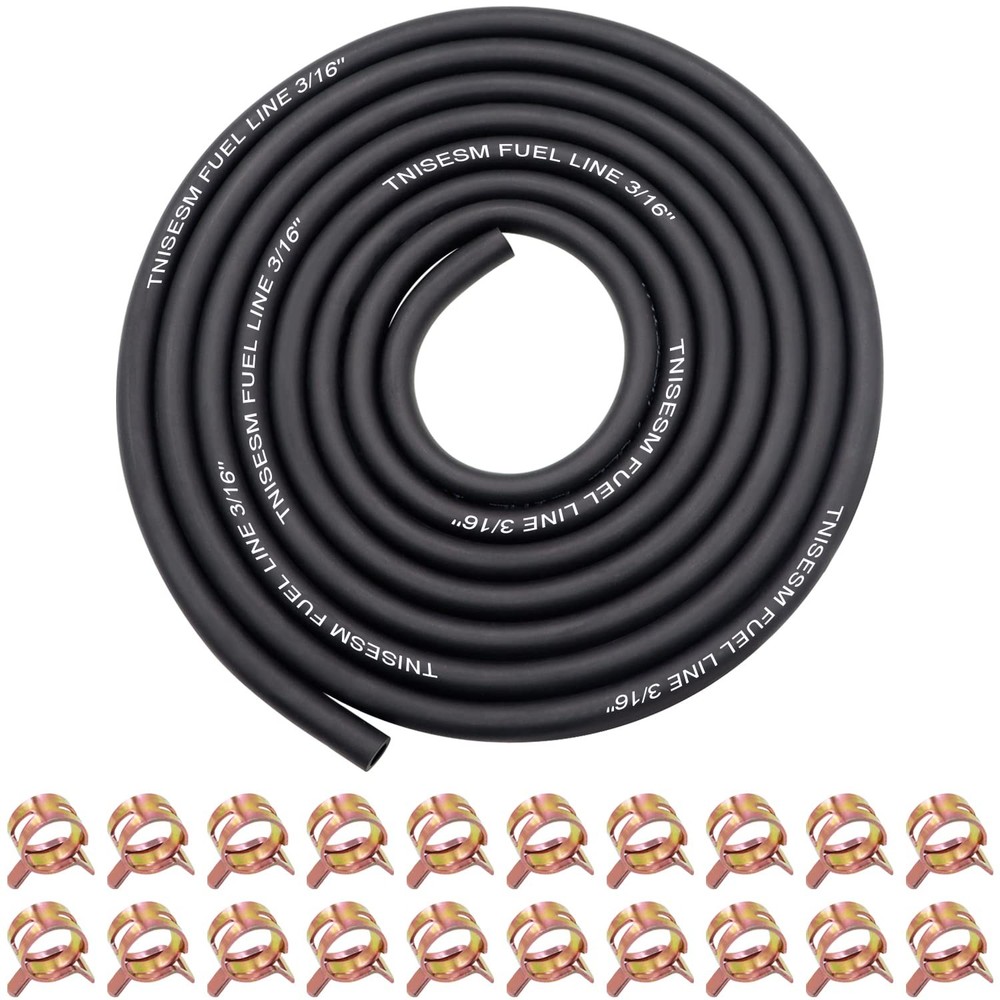 10 Feet 3/16 Inch ID Fuel Line with 20Pcs 2/5 Inch ID Hose Clamps for Kawasaki