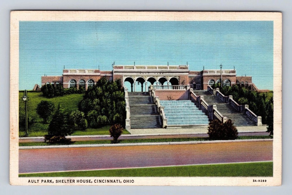 Cincinnati OH-Ohio, Shelter House, Ault Park, Antique Vintage Souvenir Postcard