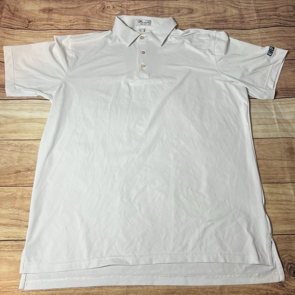 Peter Millar Polo Shirt Mens Large White Summer Comfort Golf Stretch