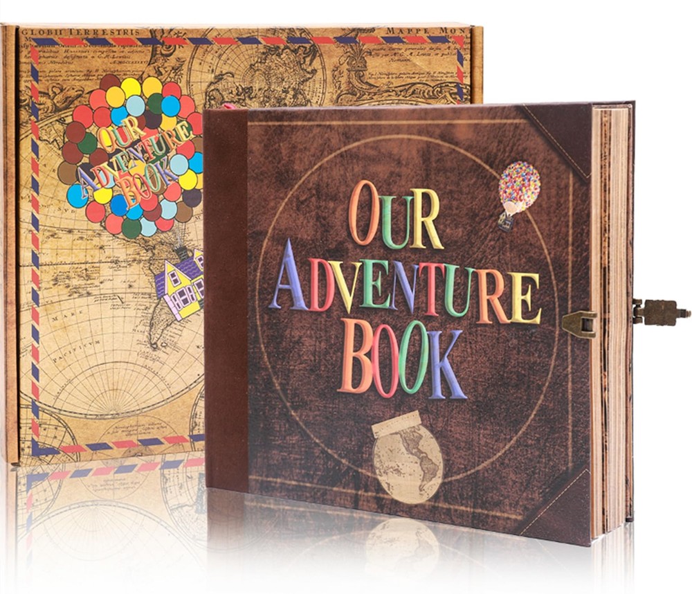Our Adventure Book 146-Page DIY Handmade Scrapbook, Embossed Leather Cover - ...