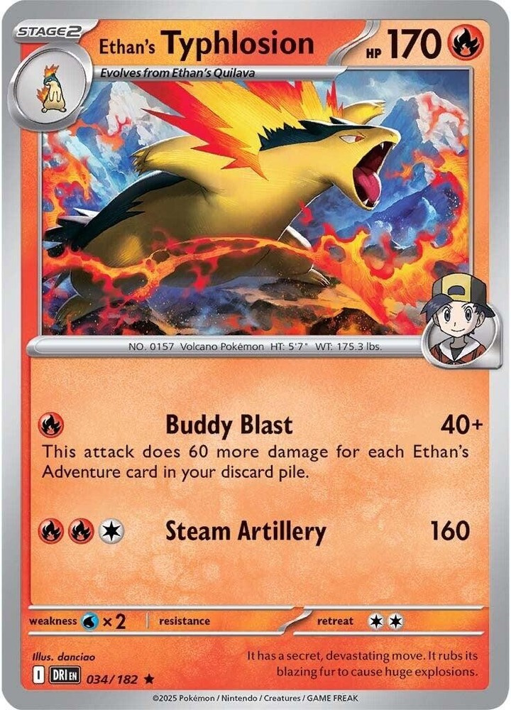 Ethan's Typhlosion DRI 034/182 Pokémon SV10: Destined Rivals Rare Reverse Hol...