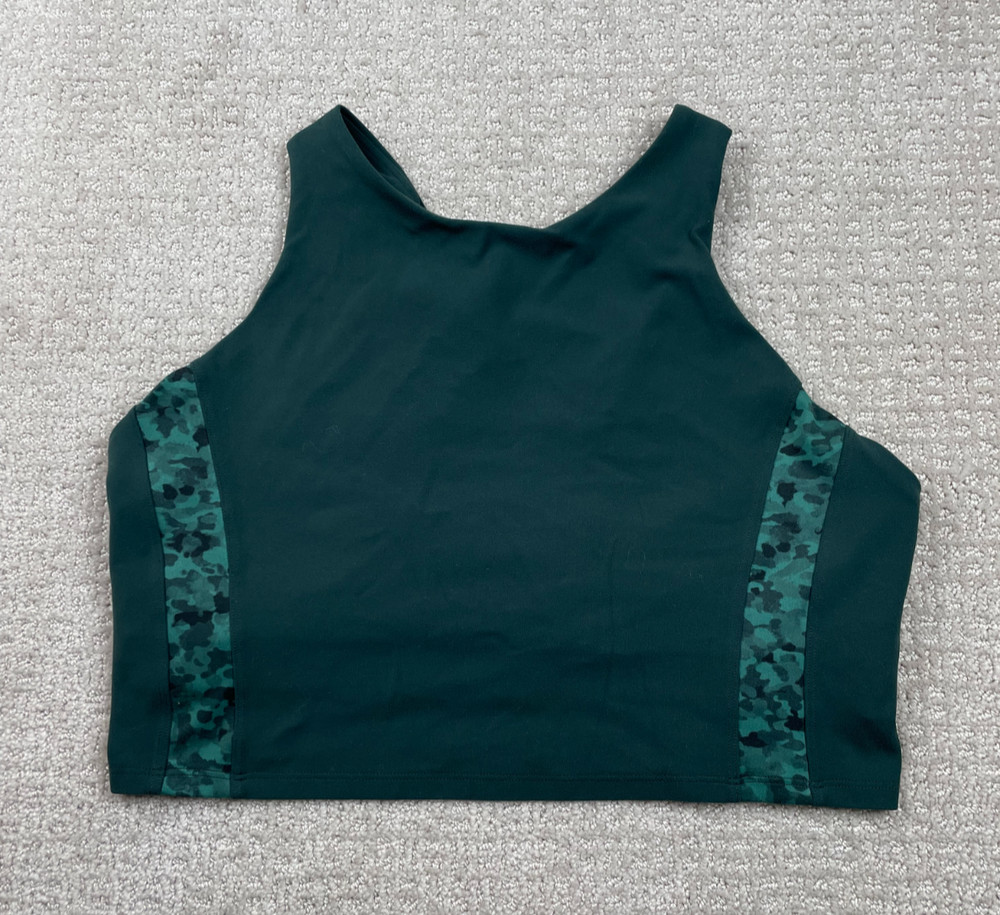 Athleta Sports Bra Womens Size XL? Green Conscious Crop Camo Trim No Pads
