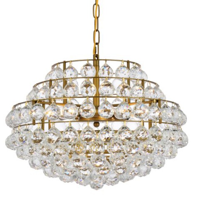 Elegant Savannah 5-Light 20-Inch Brass Crystal Pendant Chandelier