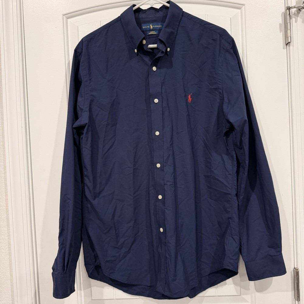 Polo Ralph Lauren Mens Long Sleeve Shirt Size Large Slim Fit Performance
