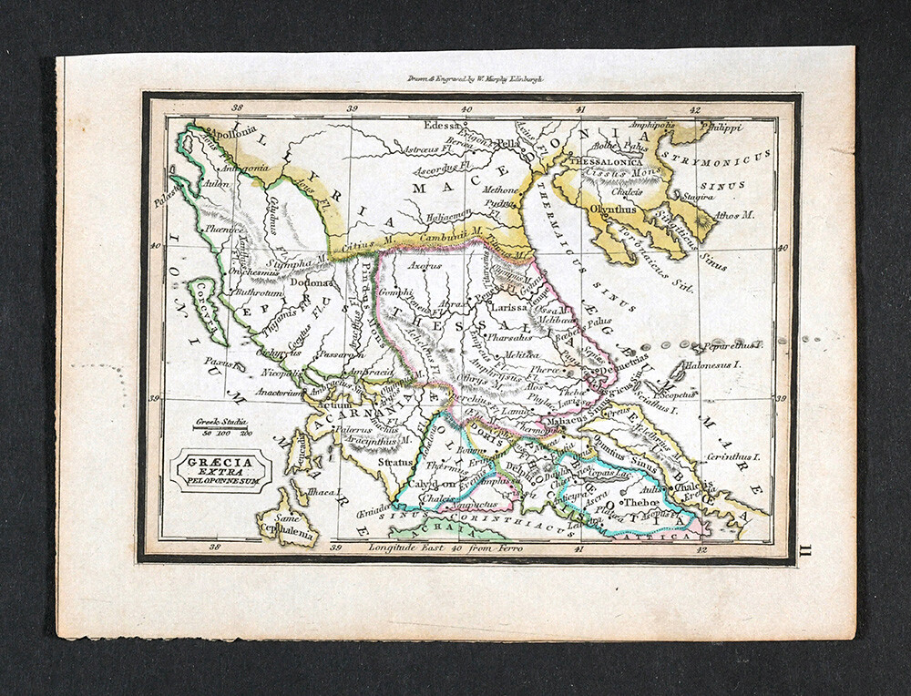 1832 Murphy Map Ancient Graecia Greece Thessaly Macedonia Albania Delphi Olympia