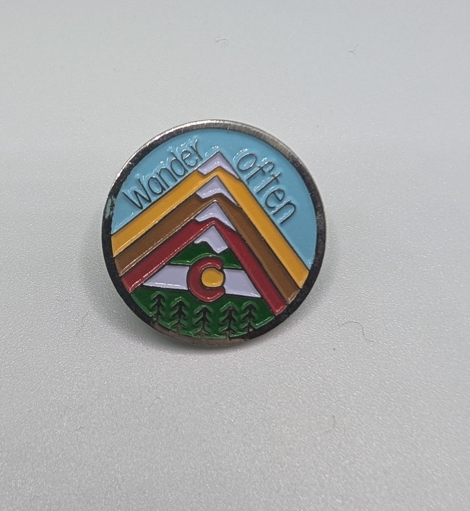 Wander Often Colorado Mountains Hiking Travel Souvenir Enamel Lapel Pin