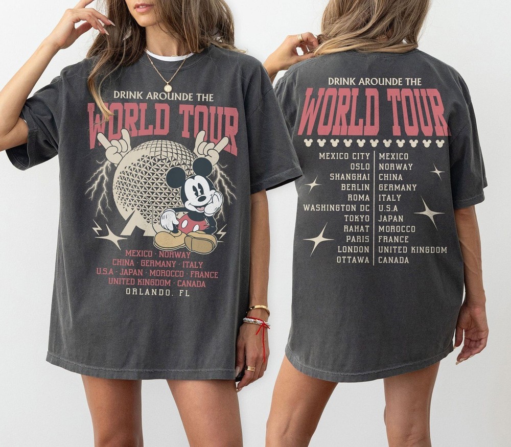 Retro Epcot World Tour 2 Sided Shirt, Drink Around The World Shirt, Epcot Disney