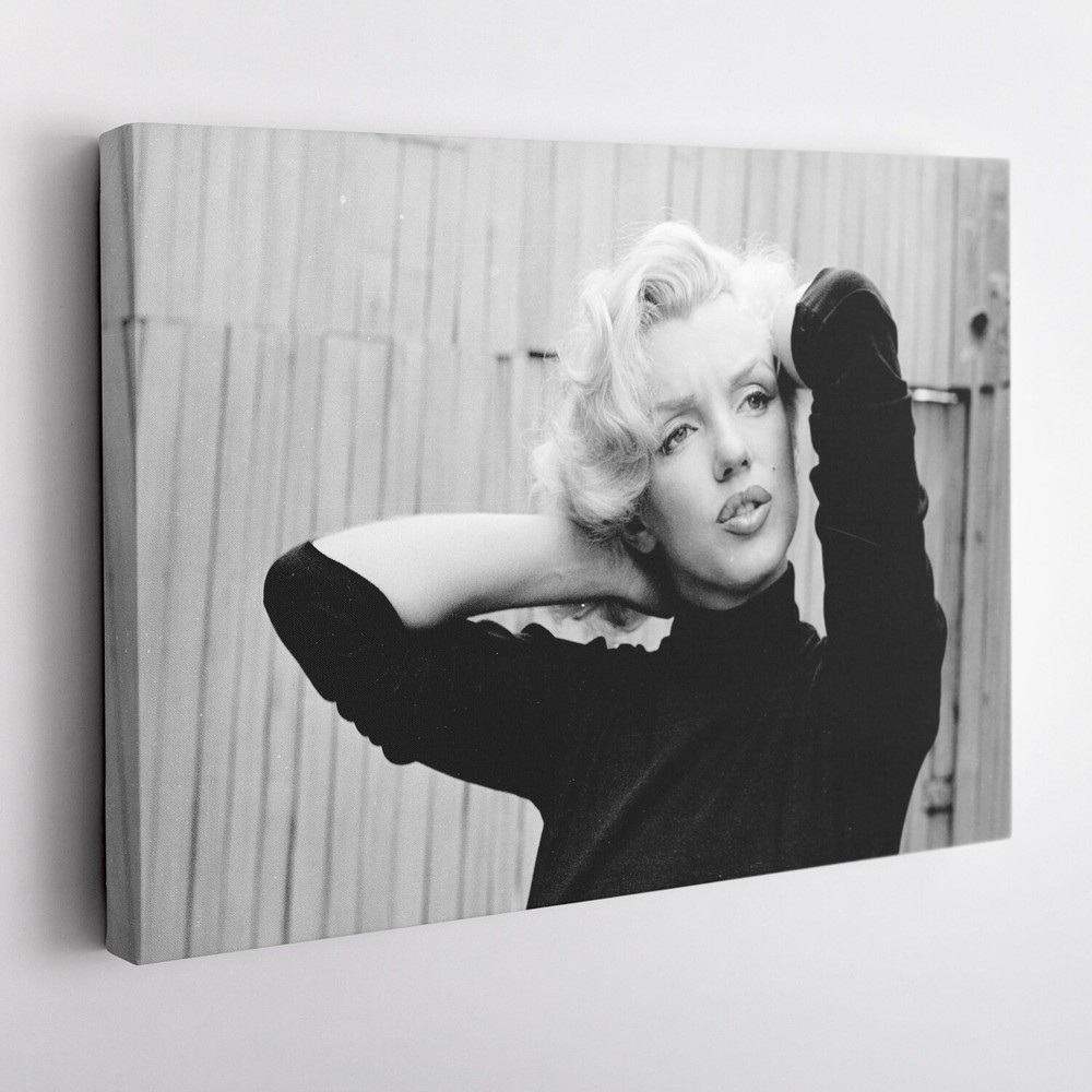Marilyn Monroe Black & White Canvas Poster Classic Hollywood Wall Art