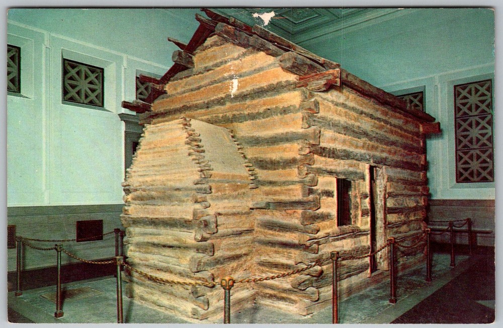 Vtg Postcard Lincoln Birthplace Log Cabin Hodgenville, KY 1950s