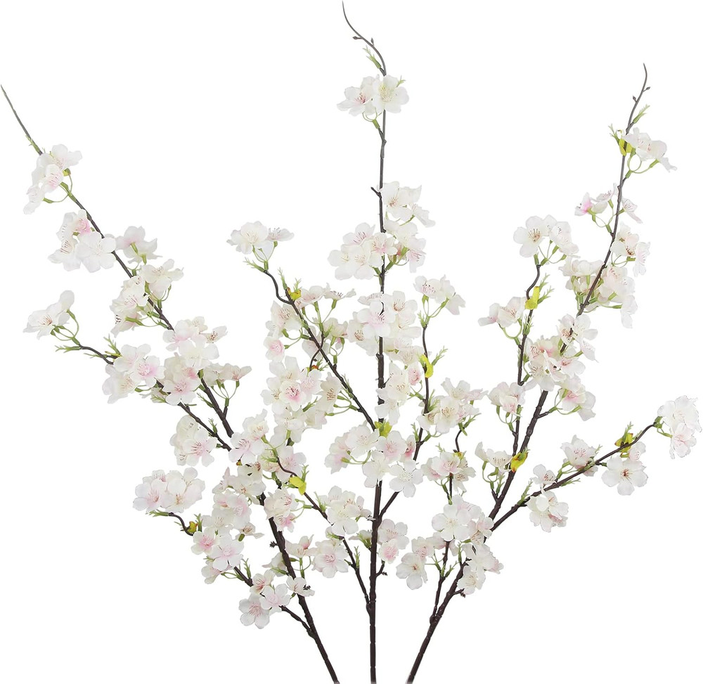 3 Pcs Artificial Cherry Blossom Flower Pink Silk Peach Flowers Bulk Plum Blossom