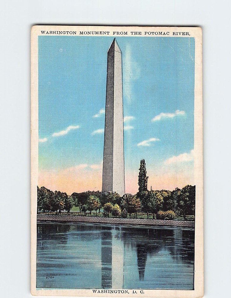 Postcard Washington Monument From The Potomac River Washington DC USA